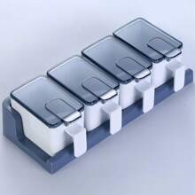 4-Piece Spice Rack With Lid Stick To The Wall - White - View 2