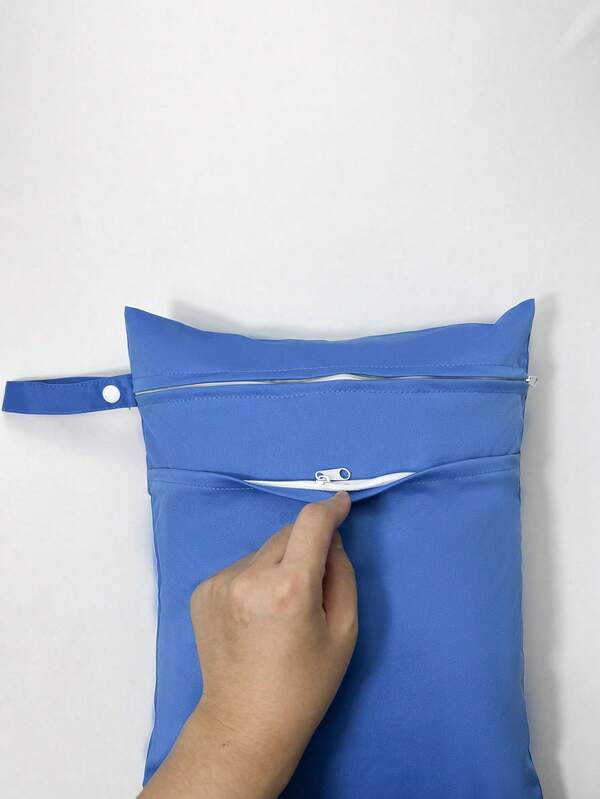 1pc Baby Diaper Storage Bag With Double Zipper And Dry And Wet