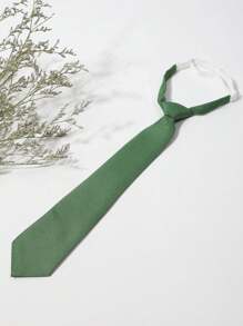 1pc Women's Fashionable Plain Green Drawstring Necktie For Daily Wear - Green - View 1