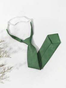 1pc Women's Fashionable Plain Green Drawstring Necktie For Daily Wear - Green - View 4