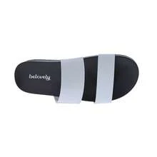BELOVELY【Omg】Women’s Slide Sandals Open Toe Two-Strap Flat Sandals Comfortable Footbed Slip-On Slides - 白色 - 查看 2