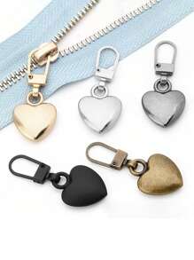 4入組心形拉鍊把手,隨機色,可拆卸金屬拉鍊頭適用於更換錢包,鞋,服裝拉鍊 - 黑與白 - 查看 1