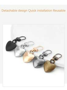 4入組心形拉鍊把手,隨機色,可拆卸金屬拉鍊頭適用於更換錢包,鞋,服裝拉鍊 - 黑與白 - 查看 2