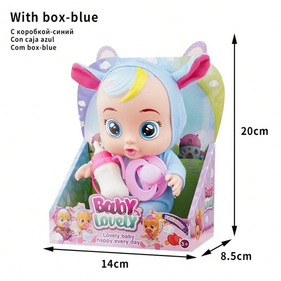 8 Inch Light Blue Tear Stick Suit Soft Silicone Doll With Sound Effect