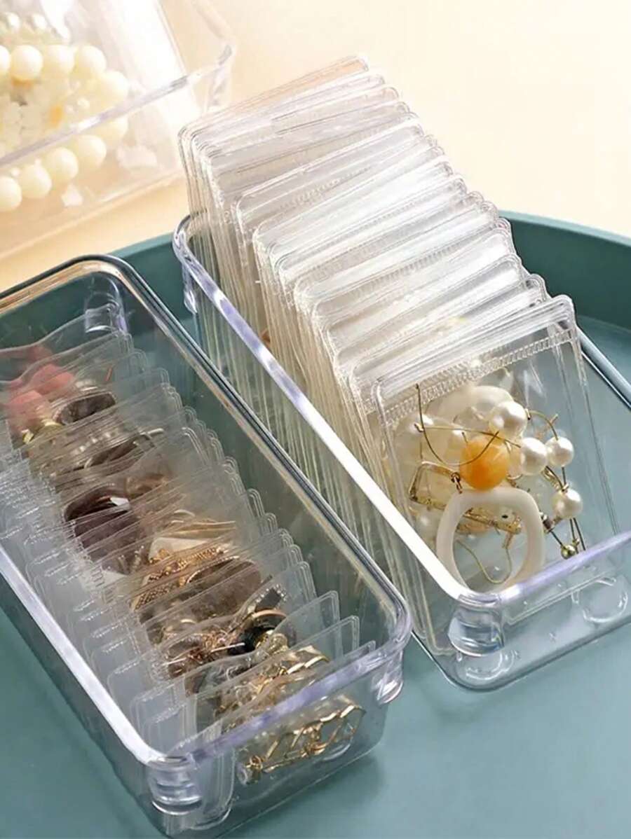 50pcs PVC Transparent Anti-Oxidation Zipper Bags, Plastic Bags For Packaging Jewelry, Rings, Earrings And More, Clear Polyethylene Bags - Clear - View 1