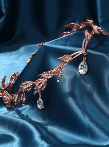 Rose Gold Colored Rhinestone Pendant Hair Accessory For Bride's Party, Princess Headband For Women - Rose Gold - View 3