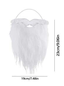 1pc Santa Claus White Beard, Adult Fake Mustache - White - View 3