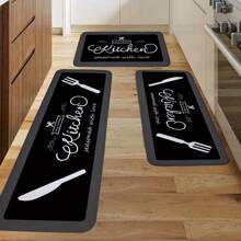 1pc Knife & Fork Design Kitchen Mat, Bohemian Modern Simple Absorbent Non-Slip Kitchen Carpet, Extra Long Elastic Thick Kitchen Floor Mat, Kitchen Rug, Kitchen Doormat, Foam Mat, Suitable For Living Room, Dining Room, Kitchen, In Front Of Sink, Indoor Entrance, Suitable For Party, Holiday, Gathering, Gift, Banquet, Carpet, Doormat, Kitchen Mat, Area Rug, Kitchen Supplies, Kitchen Decor, Kitchen Pad, Kitchen Floor Mat, Kitchen Set, Foam Mat, Multiple Styles Available