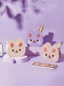 Portalápices De Conejo De Dibujos Animados Para Organización De Papelería De Estudiantes, Almacenamiento De Brochas De Maquillaje, Organización De Escritorio, 1 Ud. - Morado - Ver 8