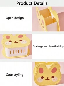 Portalápices De Conejo De Dibujos Animados Para Organización De Papelería De Estudiantes, Almacenamiento De Brochas De Maquillaje, Organización De Escritorio, 1 Ud. - Morado - Ver 10