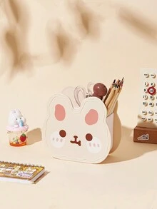 Portalápices De Conejo De Dibujos Animados Para Organización De Papelería De Estudiantes, Almacenamiento De Brochas De Maquillaje, Organización De Escritorio, 1 Ud. - Morado - Ver 6