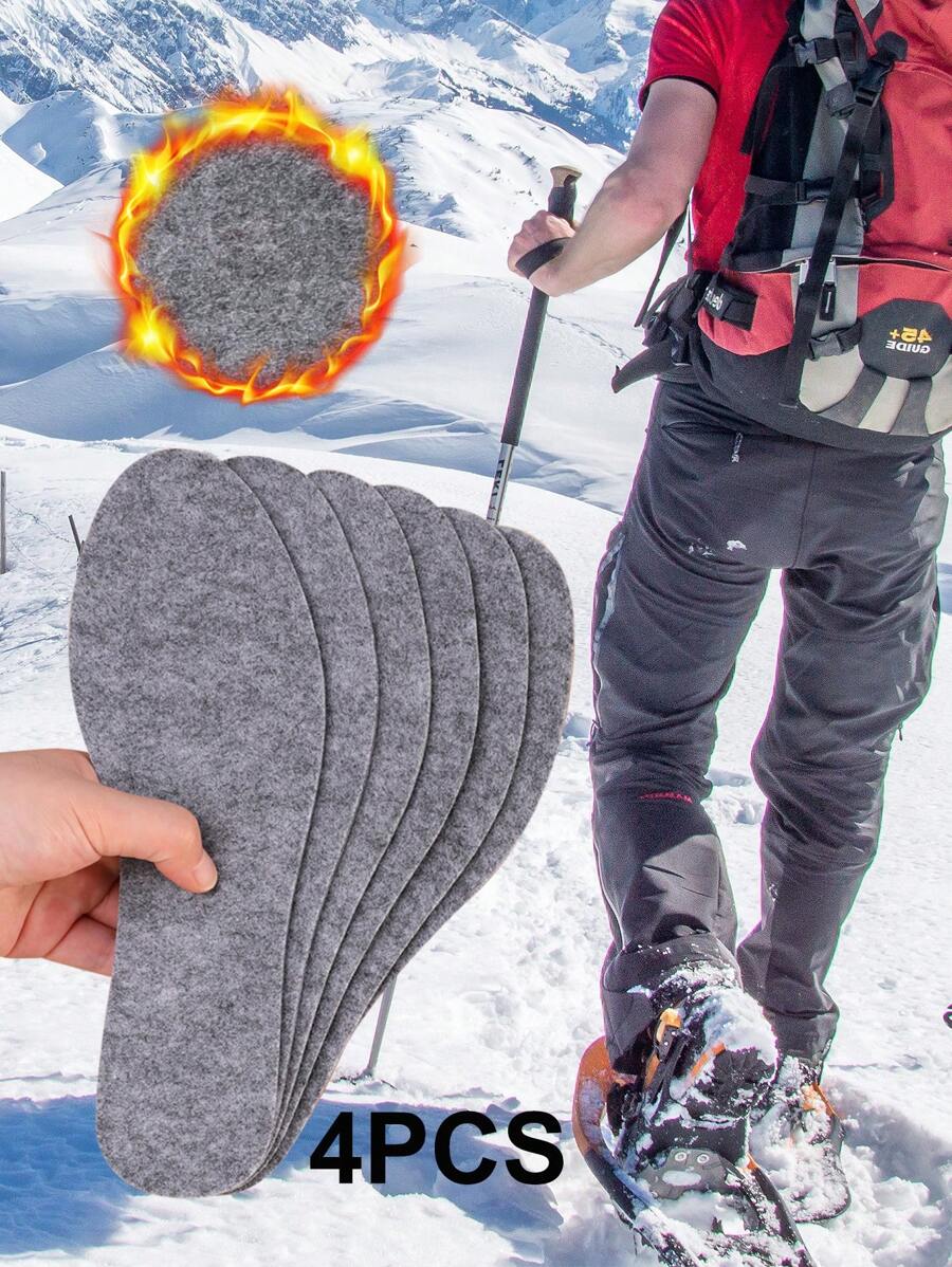 3ANGNI 4pcs Màu xám Mùa Đông Dày , Hấp thụ , Thoáng khí , Mềm mại Felt Đối với Thời tiết lạnh - Xám - Xem 1