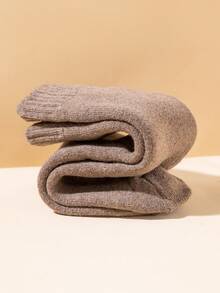 2pcs Men's Thickened Wool Socks For Autumn And Winter, Solid Color With Plush Sole, Vintage British Style, Suitable For Daily Use - Dark Grey - View 5