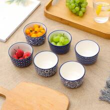 Selamica Ceramic Ramekins 4 Oz, Creme Brulee Ramekins Oven Safe, Souffle Custard Dishes/Cups for Baking, Mini Bowls for Pudding Ice Cream Dip, Set of 6, Vintage Blue - 復古藍色 - 查看 4