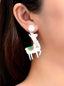 Bông tai thả hoạt hình Alpaca - trắng - Xem 3