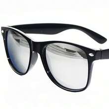 男士和女士反光太陽眼鏡復古低至臀部太陽眼鏡藍色反光1入組 - 黑色 - 查看 1