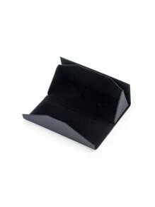 1 pieza Estuche plegable para gafas de triángulo con textura de PU negro, adecuado para uso diario unisex