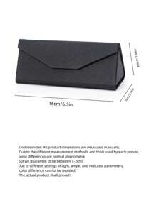 1 pieza Estuche plegable para gafas de triángulo con textura de PU negro, adecuado para uso diario unisex
