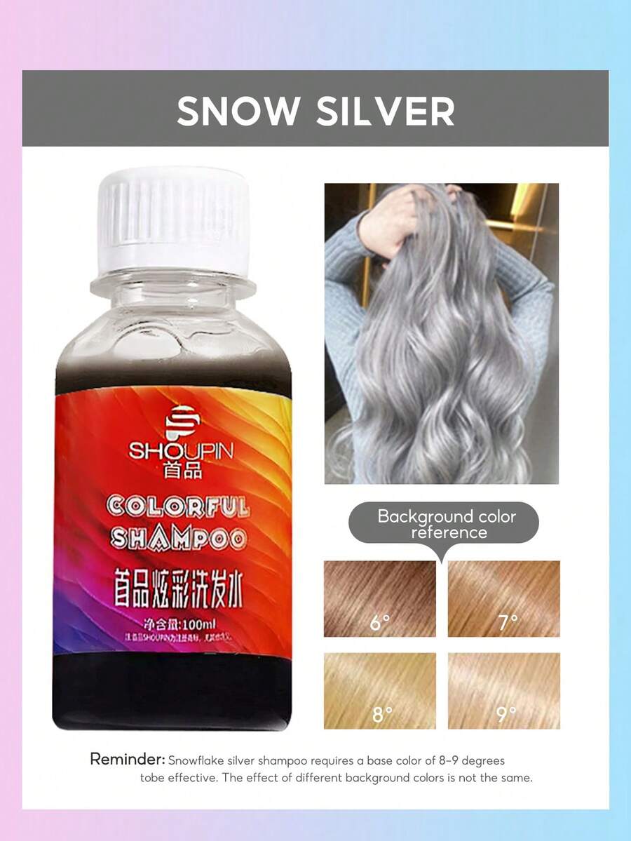 （SNOW SILVER）固定颜色洗发水染发剂 - 半永久性染发剂，无动物实验，20 种颜色 - 銀色 - 查看 1