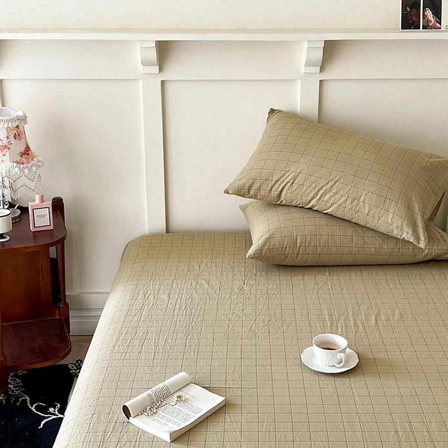 1入組枕套,A等級染織的格子設計,經典和多用途床上用品配件適用於臥室 - 綠色 - 查看 1