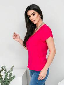 Women T-Shirts - 玫紅色 - 查看 2