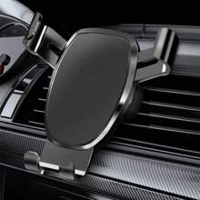 Mobile Phone Holder Air Outlet Gravity Sensor Car Holder Riangle Gravity Frosted Simplicity Solid Metallic Material - Black - View 8