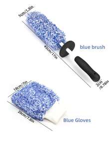 洗車超級刷超細纖維優質輪刷防滑手柄易於清潔輪圈輻條輪筒汽車配件 - 藍色 - 查看 2