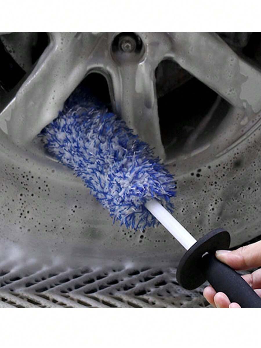 洗車超級刷超細纖維優質輪刷防滑手柄易於清潔輪圈輻條輪筒汽車配件 - 藍色 - 查看 1