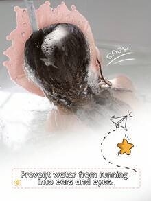 1 件装柔软防水婴儿防护帽儿童洗发沐浴帽 - 粉色 - 查看 5