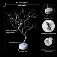 1/2 Đèn cây cảnh để bàn, Đèn cây nhân tạo LED DIY, Đèn ngủ chạy bằng pin/USB để trang trí phòng, Trang trí nhà cửa, Phòng ngủ, Đám cưới, Giáng sinh, Quà tặng ngày lễ, Halloween - 108 cây ánh đèn ấm áp - Xem 3