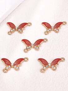 5入組油漬鑲嵌蝴蝶形diy珠寶連接器,用於手鍊/項鍊製作