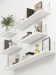 1pc Shelf With Partition For Wall, No-Drill Wall Decoration Shelf For Bedroom, Kitchen Fall Home Decor Room Decor - White - View 4
