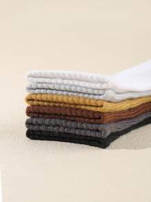 6雙/套純色高彈性嬰兒襪子 - 彩色 - 查看 4