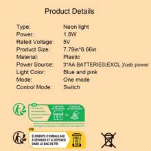 1入外星人形狀led霓虹燈牆燈,可通過usb電纜或電池開關供電,適用於臥室/婚禮/生日/派對/遊戲房牆面裝飾 - 彩色 - 查看 6