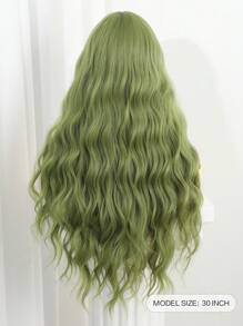 水波假髮劉海綠色 30 英寸長波浪深波耐熱纖維合成假髮女式派對日常使用 - 綠色 - 查看 2