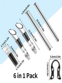 1套裝簡單至乾淨和可重複使用冰葡萄酒棒製成304不銹鋼,矽膠和作為材料,A禮品適用於葡萄酒愛好者