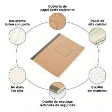 2 cuadernos encuadernados en kraft, 160 páginas, diseño en caja, cuadernos para estudiantes, agendas, material de oficina y escolar - Albaricoque - Ver 3