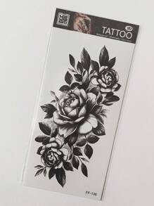 Hình xăm dán , 1 tờ Hình hoa Hình xăm tạm thời Đối với phụ nữ , Hình xăm dán Người lớn , Thực tế Hình xăm Hoa , Đối với phụ nữ Và Cô gái - màu đen - Xem 3
