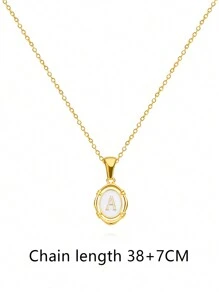 1入組優雅和多用途鍍金銅26英語字母吊墜項鍊合適適合女士在日常穿著 - 金黃色 - 查看 11