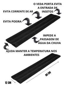Protetor Veda Porta Vedação De Porta Contra Insetos Poeira Barata Cores Sortidas - Preto - Visão 2