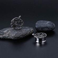 1入組復古不銹鋼女性蛇頭耳擴耳朵隧道插頭擴耳器&穿孔首飾,男人/女人中性