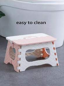 1pc Pink Folding Stool, Lightweight & Sturdy Enough To Support Adult & Safe For Children - Pink - View 8