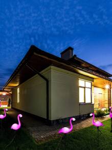 3pcs  Solar Light Flamingo IP55 Waterproof LED Rose Flamingo Stake Light Landscape Ground Lamp, For Outdoor Wedding Pathway Garden Decor Halloween Christmas Thanksgiving Gift