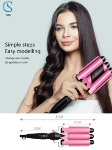 Rizador de Pelo de Cerámica, Temperatura Ajustable, Portátil 3 Barriles, Ondulador de Pelo Varita Rizadora - Multicolor - Ver 6