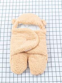 1個新生兒嬰兒包被,中性兒童睡袋,多功能嬰兒包適用於嬰兒車,採用超柔軟法蘭絨面料保暖 - 棕色 - 查看 2