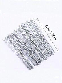 100pcs Silver U-Shaped Clips, Casual Hair Clips Suitable For Daily Wear - Silver - View 3