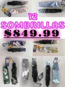 12 Sombrillas De Bolsillo Plegable Diferentes Modelos, Color Al Azar - Multicolor - Ver 1