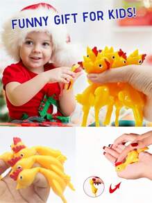 10 件/批男孩女孩青少年黃指彈射飛火雞彈性彈性橡膠雞成人減壓搞笑堵嘴玩具粘在牆上新奇禮物