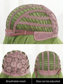 水波假髮劉海綠色 30 英寸長波浪深波耐熱纖維合成假髮女式派對日常使用 - 綠色 - 查看 5