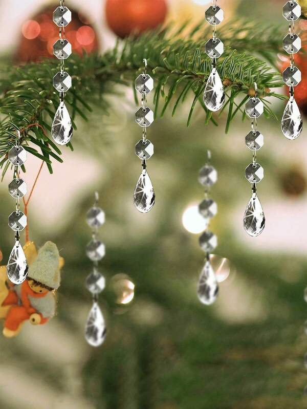 5 Piezas De Decoraciones Colgantes De Cristal De Navidad, Adornos De Cristal Colgantes De Acrílico Transparente, Para Árbol De Navidad, Boda, Fiesta, Decoración Del Hogar